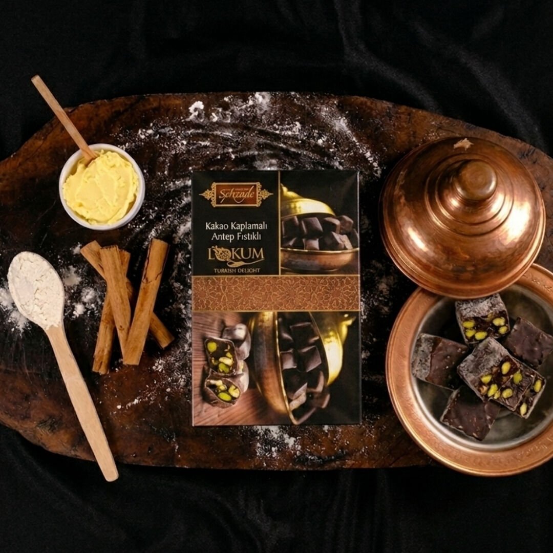 Çikolata Kaplı Antep Fıstıklı Çifte Kavrulmuş Lokum 300 gr
